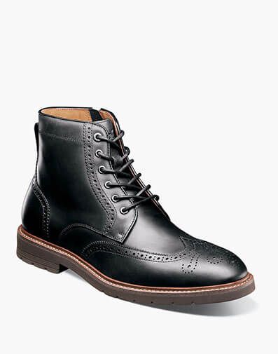 Redford Wingtip Lace Up Boot in Black CH for $145.00 dollars.