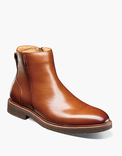 Redford Plain Toe Side Zip Boot in Cognac for $145.00 dollars.