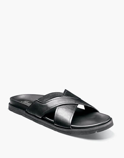 Bayside Cross Strap Slide Sandal in Black for $80.00 dollars.