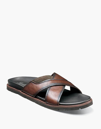 Bayside Cross Strap Slide Sandal in Brown for $80.00 dollars.