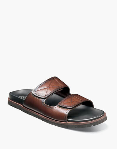 Bayside Double Strap Slide Sandal in Brown for $80.00 dollars.