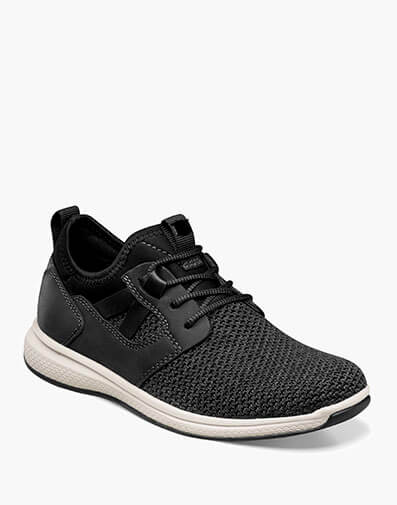 Great Lakes JR. Boys Knit Plain Toe Sneaker in Black.