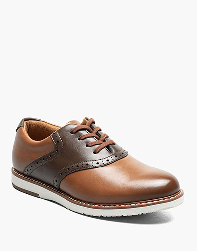 Vibe Jr. Boys Plain Toe Saddle Shoe in Cognac Multi for $59.95 dollars.