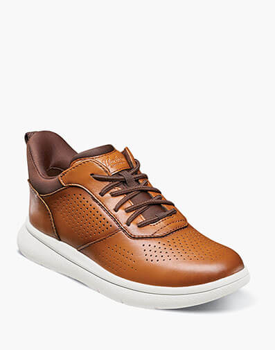 Fleet Jr. Boys Perf  Toe Elastic Lace Sneaker in Cognac for $59.95 dollars.
