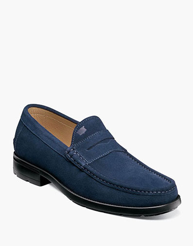 Puerto Moc Toe Penny Loafer in Indigo for $175.00 dollars.