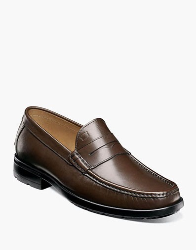 Puerto Moc Toe Penny Loafer in Brown for $175.00 dollars.