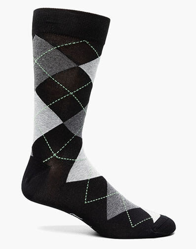 Argyle Men's Crew Dress Socks in Black for $12.00 dollars.