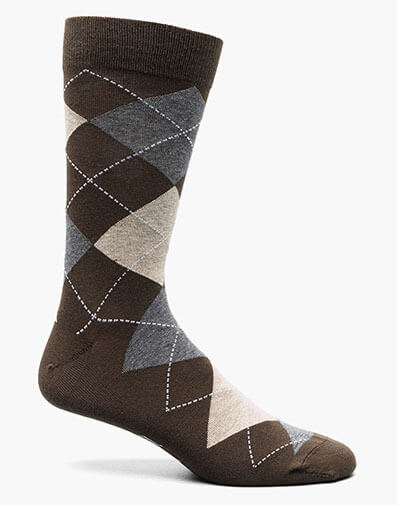 Argyle Men's Crew Dress Socks in Brown for $12.00 dollars.