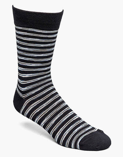Heather Stripe Men's Crew Dress Socks in Black Multi for $12.00 dollars.