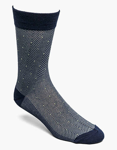 Herringbone Dot Men's Crew Dress Socks in Navy for $12.00 dollars.