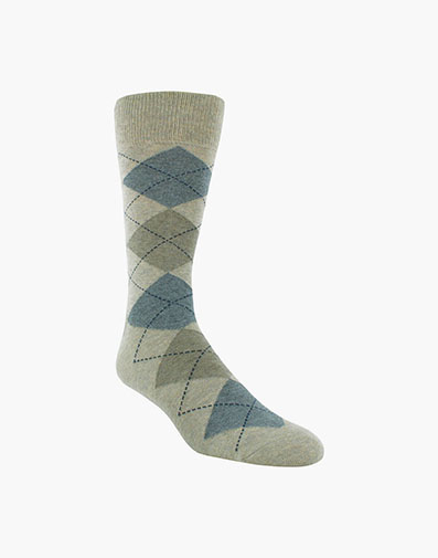 Classic Argyle Men's Crew Dress Socks in Oatmeal for $9.00 dollars.
