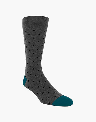 Dots Men's Crew Dress Socks in Gray for $9.00 dollars.