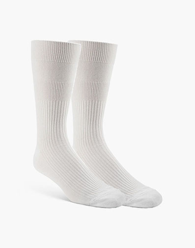 2-Pack Non-Binding Men's Crew Dress Socks in White for $18.00 dollars.