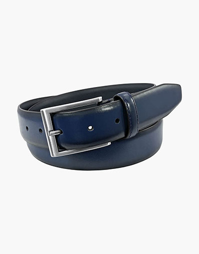 Carmine Genuine Leather Belt in Navy for $45.00 dollars.